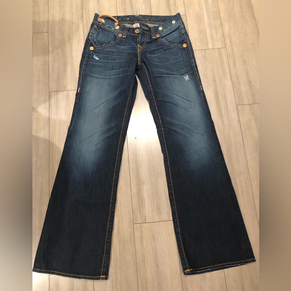 True religion Made in USA low rise wide leg 100% cotton jeans Heritage line